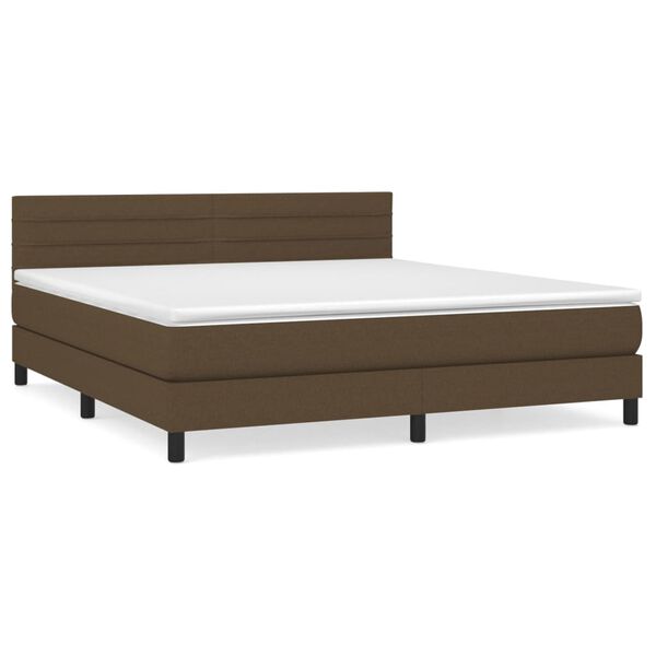 vidaXL Sommier &agrave; lattes de lit avec matelas Marron fonc&eacute; 180x200 cm