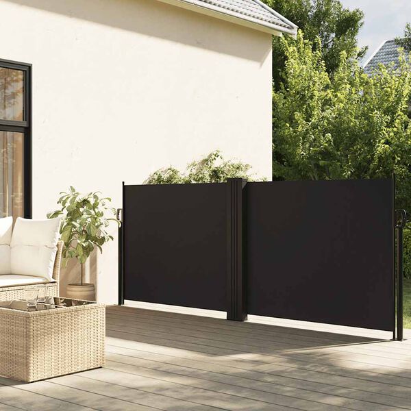 vidaXL Auvent lat&eacute;ral r&eacute;tractable noir 120x1200 cm