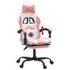 vidaXL Chaise de jeu pivotante et repose-pied Blanc et rose Similicuir