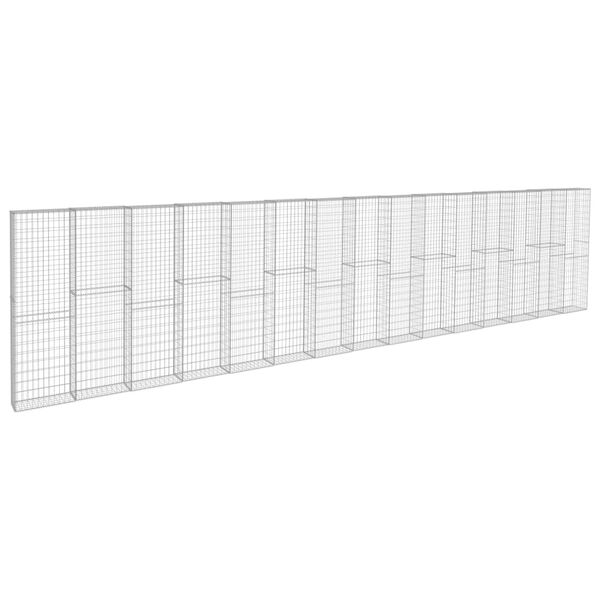 vidaXL Mur à gabion avec couvercles Acier galvanisé 900x50x200 cm
