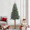 vidaXL Sapin de No&euml;l mince Vert 210 cm PVC et bois de pin massif