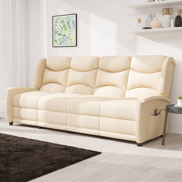 vidaXL Fauteuil de massage inclinable à 4 places crème tissu