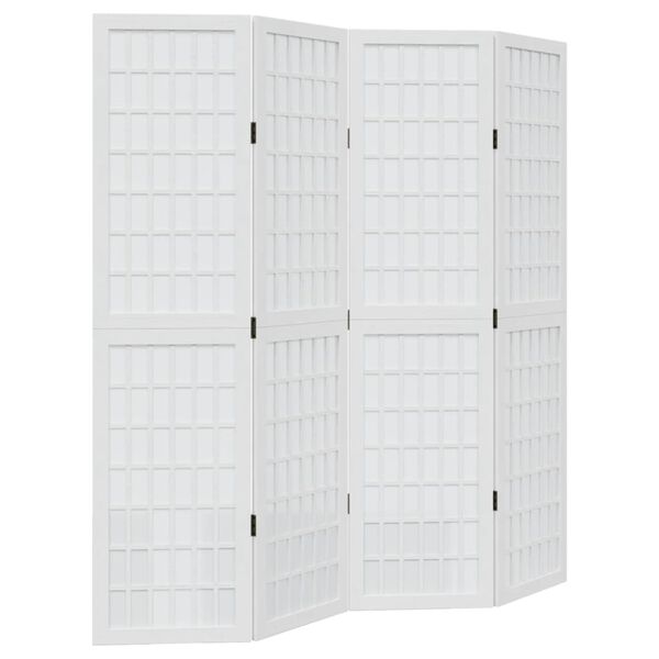 vidaXL Cloison de s&eacute;paration 4 panneaux blanc bois de paulownia massif