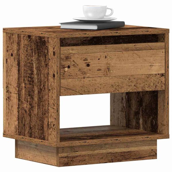 vidaXL Table de nuit avec tiroir 2 pcs Bois ancien 45 x 34 x 44 cm