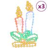 vidaXL Figurines de bougies de No&euml;l avec 144 LED 3 pcs 70x42 cm