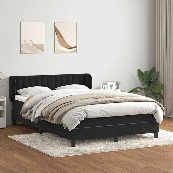 vidaXL Sommier &agrave; lattes de lit avec matelas noir 160x210 cm velours