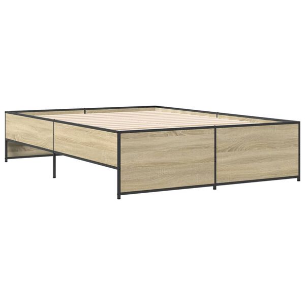 vidaXL Cadre de lit sans matelas ch&ecirc;ne sonoma 135x190 cm