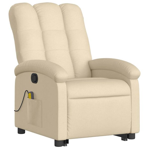 vidaXL Fauteuil inclinable de massage Cr&egrave;me Tissu