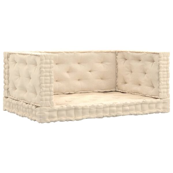 vidaXL Coussins de plancher de palette lot de 4 Beige Coton