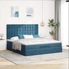 vidaXL Cadre de lit ottoman avec matelas bleu fonc&eacute; 200x200 cm velours