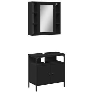 vidaXL Ensemble de meubles salle de bain 2 pcs noir bois d'ing&eacute;nierie