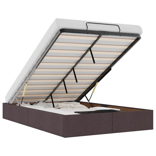 vidaXL Cadre de lit ottoman sans matelas marron fonc&eacute; 120x200 cm tissu