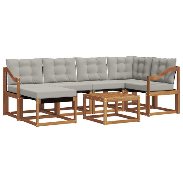 vidaXL Ensemble de canap&eacute;s d'ext&eacute;rieur 7 pcs Gris Naturel et Clair