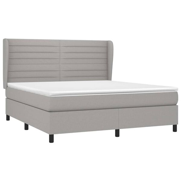 vidaXL Sommier &agrave; lattes de lit avec matelas Gris clair 160x200cm Tissu
