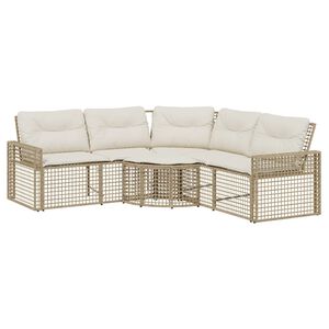 vidaXL Canap&eacute; de jardin et coussins et repose-pied en forme de L rotin