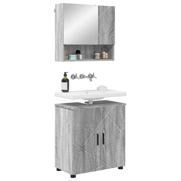 vidaXL Ensemble de mobilier de salle de bain 2 pcs Gris Sonoma