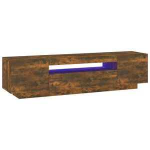 vidaXL Meuble TV avec lumi&egrave;res LED Ch&ecirc;ne fum&eacute; 160x35x40 cm