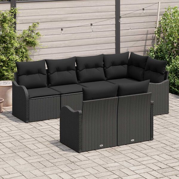vidaXL Ensemble de canap&eacute; de jardin Noir polyrotin