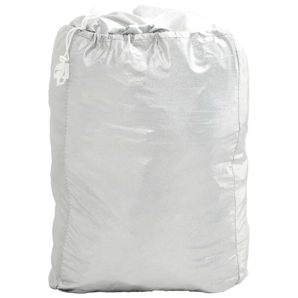 vidaXL Demi-housse de voiture avec crochets argent&eacute; XL PEVA