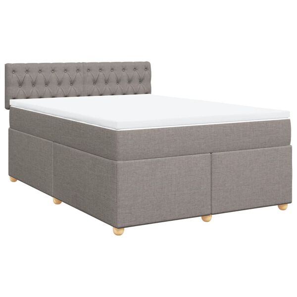 vidaXL Sommier &agrave; lattes de lit avec matelas Taupe 140x200 cm Tissu
