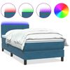 vidaXL Sommier &agrave; lattes de lit et matelas et LED bleu fonc&eacute; 100x210cm velours