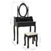 vidaXL Ensemble de coiffeuse avec tabouret Noir 75x69x140 cm Paulownia