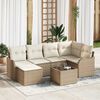 vidaXL Ensemble de canap&eacute; de jardin 7 pcs Beige et blanc Poly rotin
