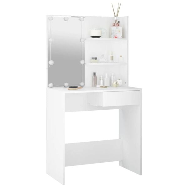 vidaXL Coiffeuse avec LED Blanc 74,5x40x141 cm