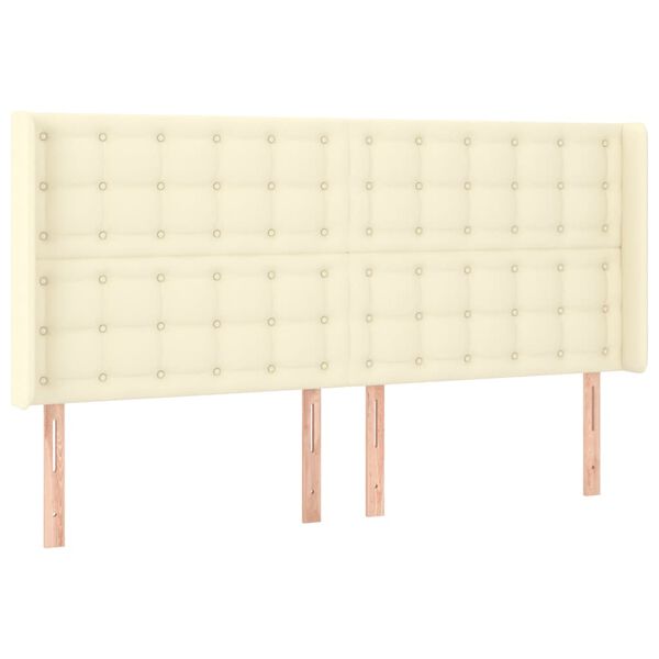 vidaXL T&ecirc;te de lit &agrave; LED Cr&egrave;me 183x16x118/128 cm Similicuir