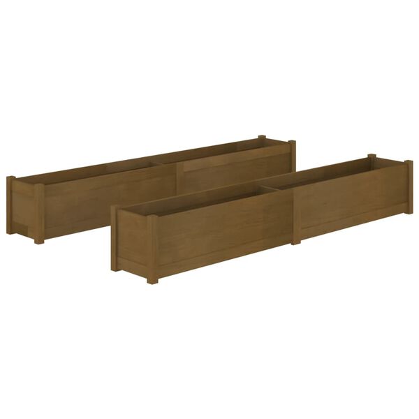 vidaXL Jardini&egrave;res 2 pcs Marron miel 200x31x31 cm Bois de pin massif