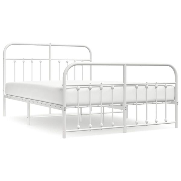 vidaXL Cadre de lit métal sans matelas et pied de lit blanc 140x200 cm