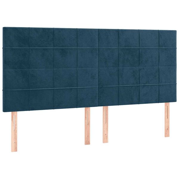vidaXL T&ecirc;te de lit &agrave; LED Bleu fonc&eacute; 160x5x118/128 cm Velours