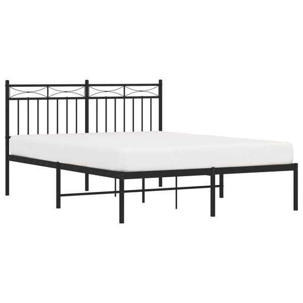 vidaXL Cadre de lit m&eacute;tal sans matelas avec t&ecirc;te de lit noir 140x190cm