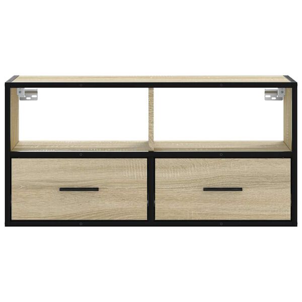 vidaXL Meuble TV chêne sonoma 80x31x39,5 cm bois d'ingénierie et métal