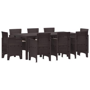 vidaXL Ensemble de salle &agrave; manger pour jardin 9 pcs Marron