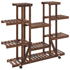vidaXL Support &agrave; fleurs avec roues 110x25x115 cm bois massif de sapin