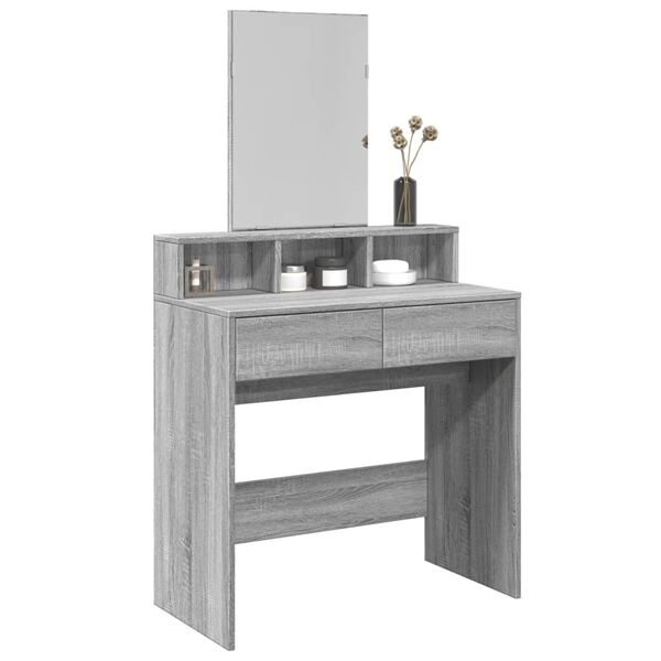vidaXL Coiffeuse avec miroir sonoma gris 80x41x144,5 cm