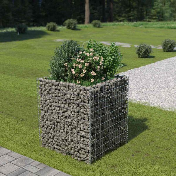 vidaXL Lit surélevé à gabion Acier galvanisé 90x90x100 cm
