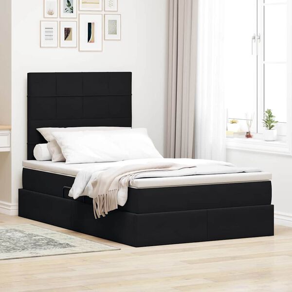 vidaXL Lit avec rangement et matelas Noir 120 x 190 cm Velours