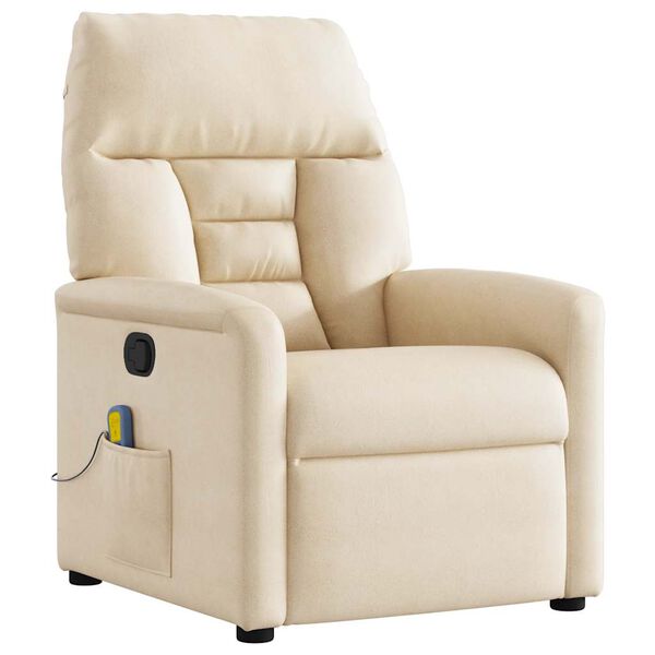 vidaXL Fauteuil inclinable de massage beige tissu microfibre