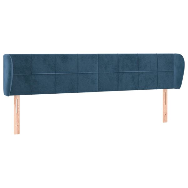 vidaXL T&ecirc;te de lit avec oreilles Bleu fonc&eacute; 163x23x78/88 cm Velours