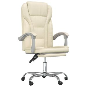 vidaXL Fauteuil inclinable de bureau Cr&egrave;me Similicuir