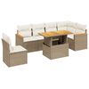 vidaXL Salon de jardin avec coussins 7 pcs beige r&eacute;sine tress&eacute;e