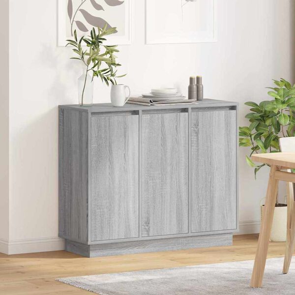 vidaXL Buffet LED Gris Sonoma 90 x 32 x 75 cm Bois d'ingénierie