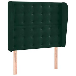 vidaXL T&ecirc;te de lit avec oreilles Vert fonc&eacute; 83x23x118/128 cm Velours