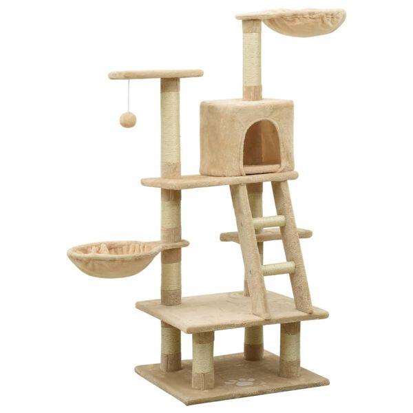 vidaXL Arbre à chat avec griffoirs en sisal Beige 122 cm