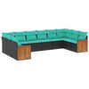 vidaXL Salon de jardin 10 pcs avec coussins noir r&eacute;sine tress&eacute;e