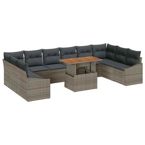 vidaXL Ensemble de salle &agrave; manger pour jardin 11 pcs Gris et marron