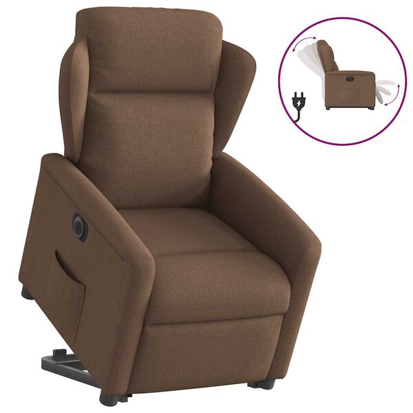 vidaXL Fauteuil inclinable &eacute;lectrique marron tissu