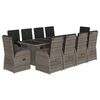 vidaXL Ensemble &agrave; manger de jardin 11pcs avec coussins gris poly rotin